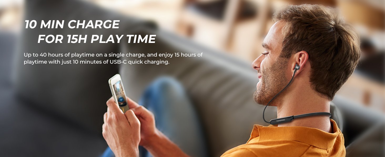 N8 Wireless Earbuds with Magnetic Neckband | 40Hrs Playtime, IPX6 Sweatproof, Deep Bass