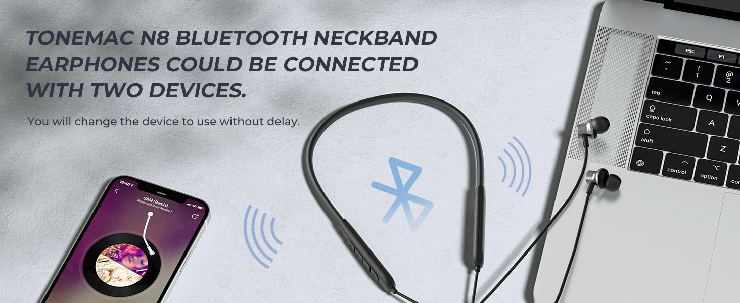 N8 Wireless Earbuds with Magnetic Neckband