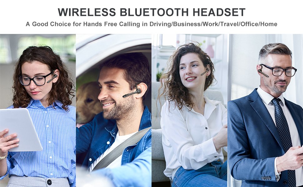 Wireless Headset with Noise Cancelling Microphone,bluetooth Headset with Noise Cancelling Mic